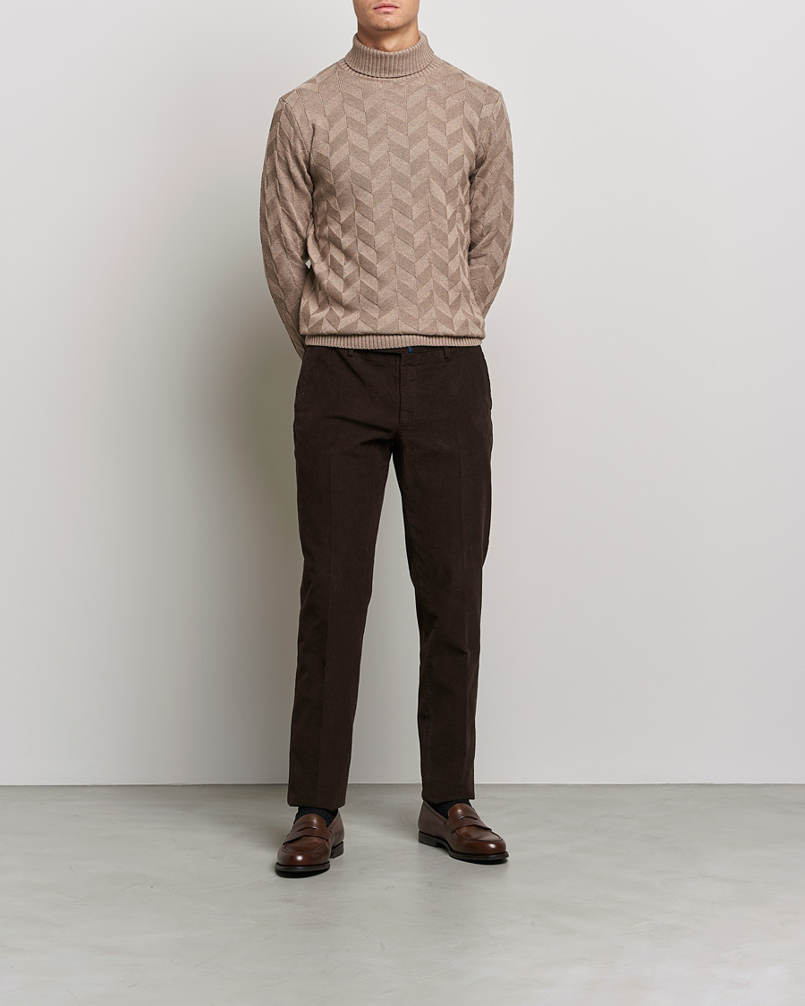 Herren | Pullover | Stenströms | Chunky Merino Structured Rollneck Camel