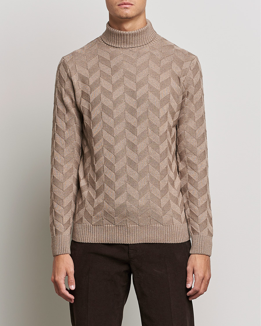 Herren | Pullover | Stenströms | Chunky Merino Structured Rollneck Camel