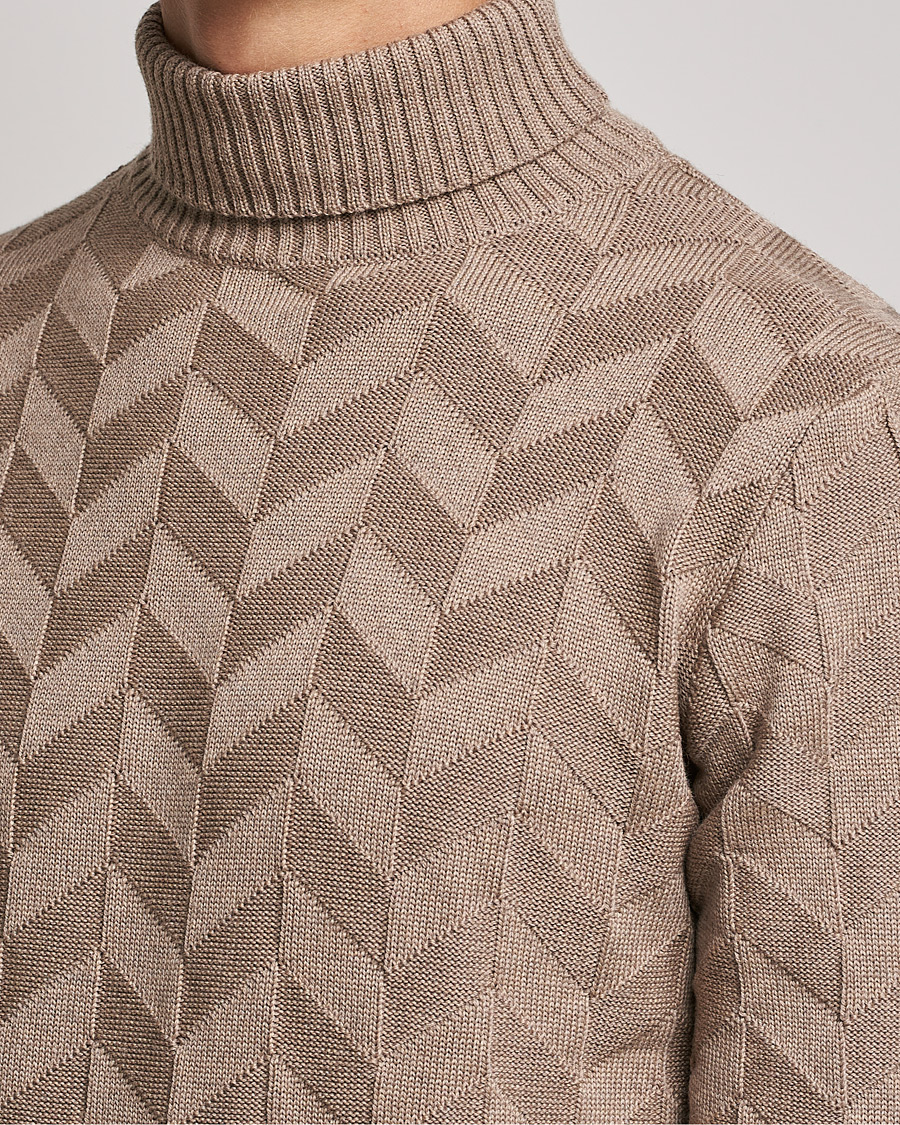 Herren | Pullover | Stenströms | Chunky Merino Structured Rollneck Camel