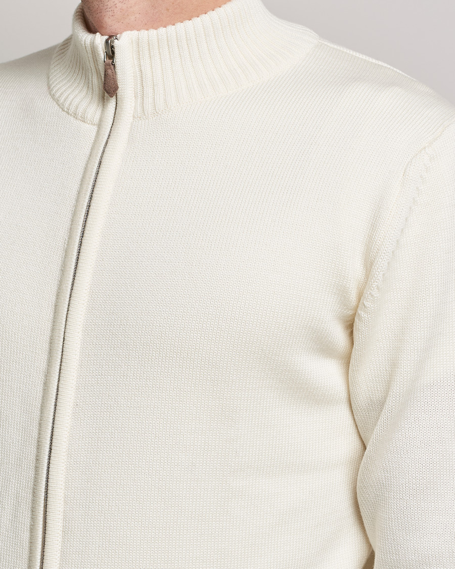 Herren | Pullover | Stenströms | Chunky Merino Full Zip Cardigan Creme White