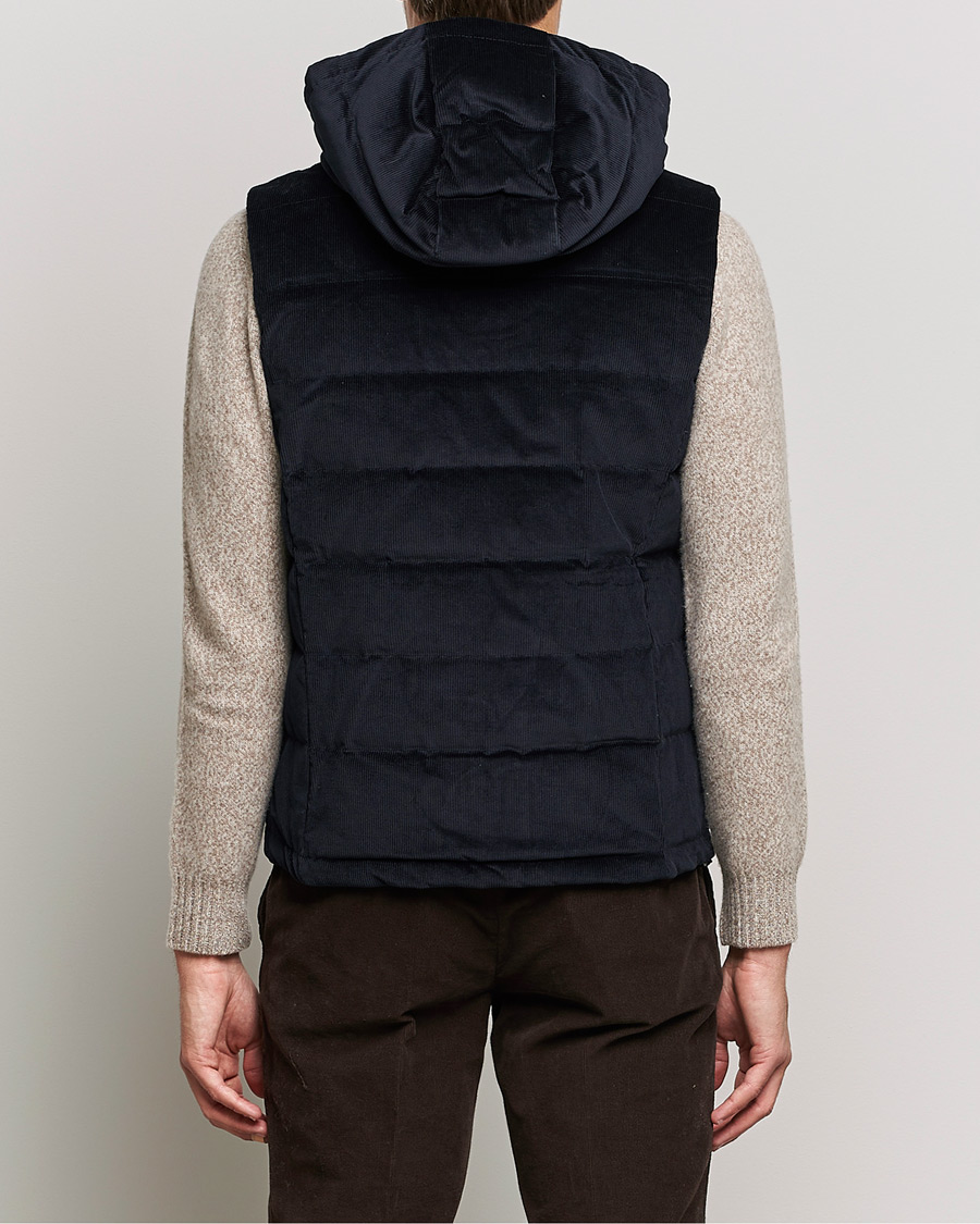 Herren | Jacken | Stenströms | Hooded Corduroy Vest Navy