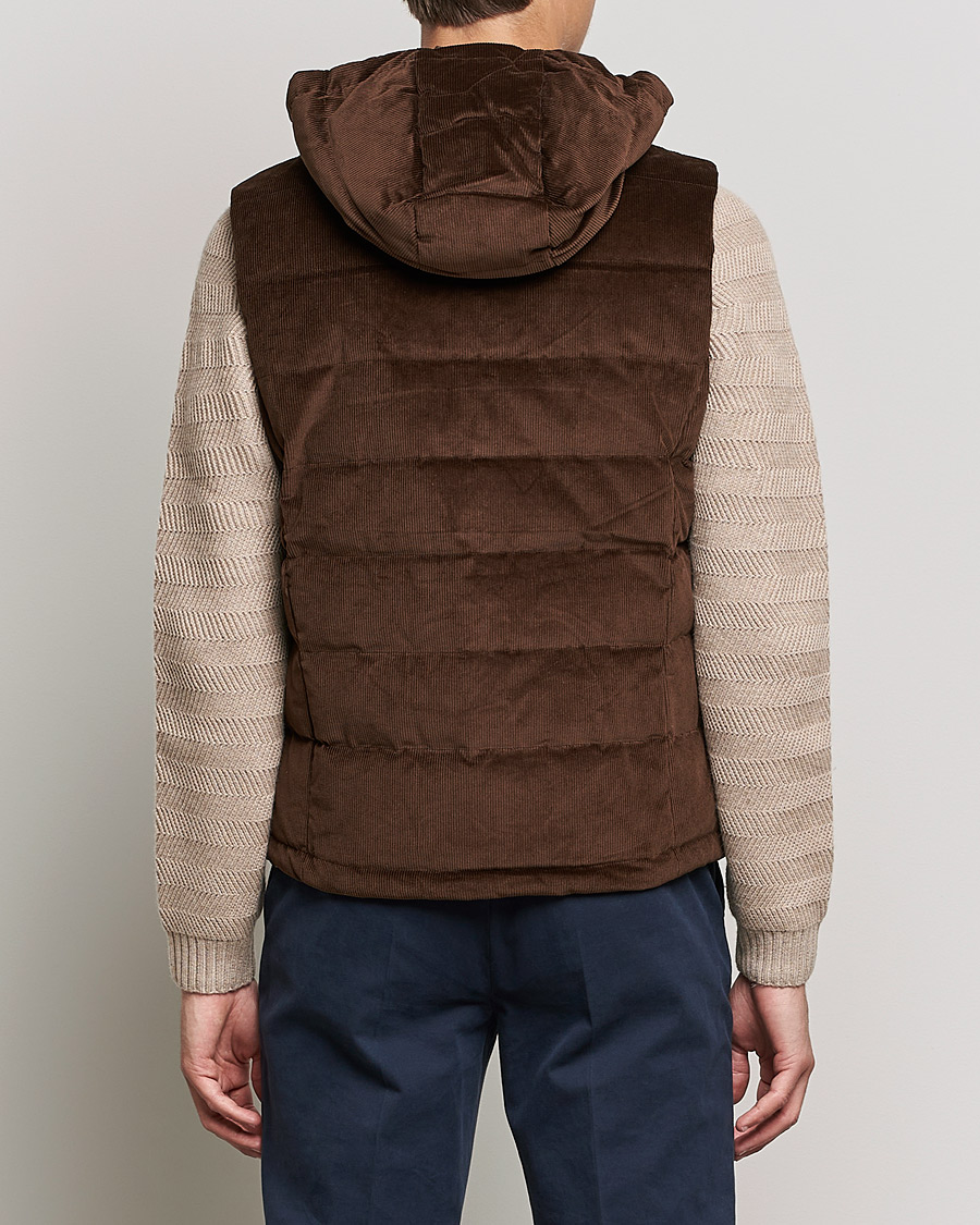 Herren | Jacken | Stenströms | Hooded Corduroy Vest Brown