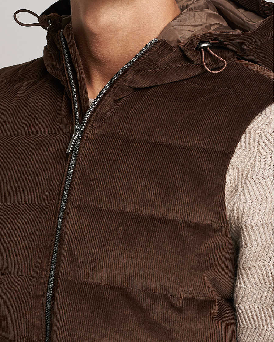 Herren | Jacken | Stenströms | Hooded Corduroy Vest Brown