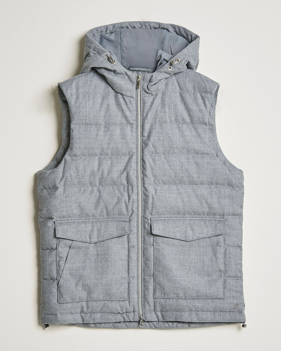 Herren | Jacken | Stenströms | Hooded Flannel Vest Grey