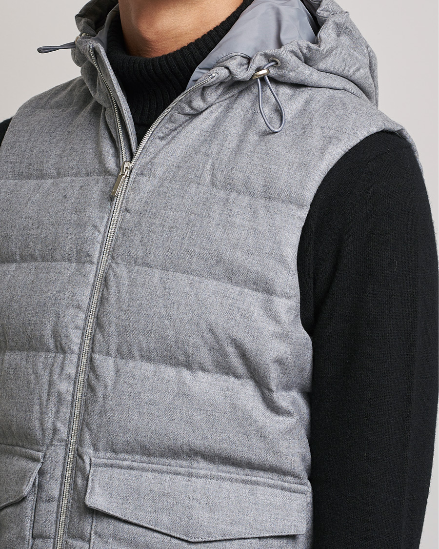 Herren | Jacken | Stenströms | Hooded Flannel Vest Grey