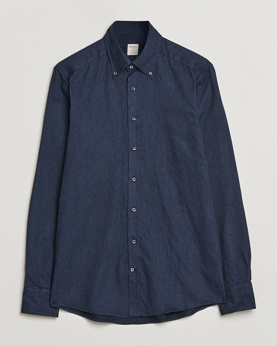 Herren | Hemden | Stenströms | Slimline Flannel Shirt Navy