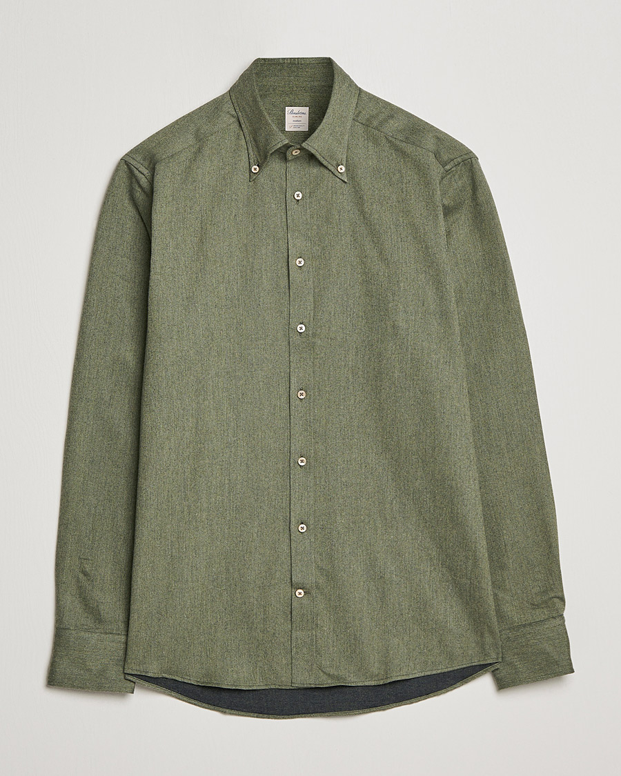 Herren | Hemden | Stenströms | Slimline Flannel Shirt Dark Green