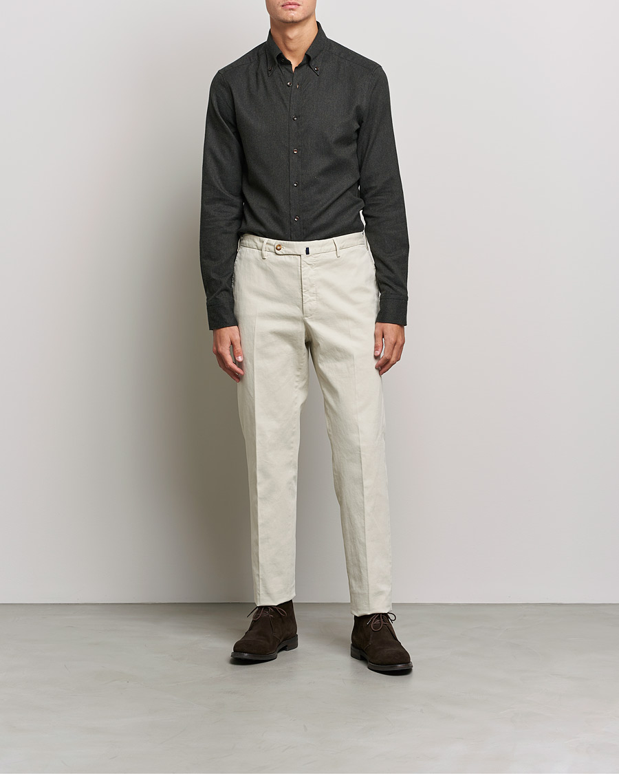 Herren | Hemden | Stenströms | Slimline Flannel Shirt Dark Green