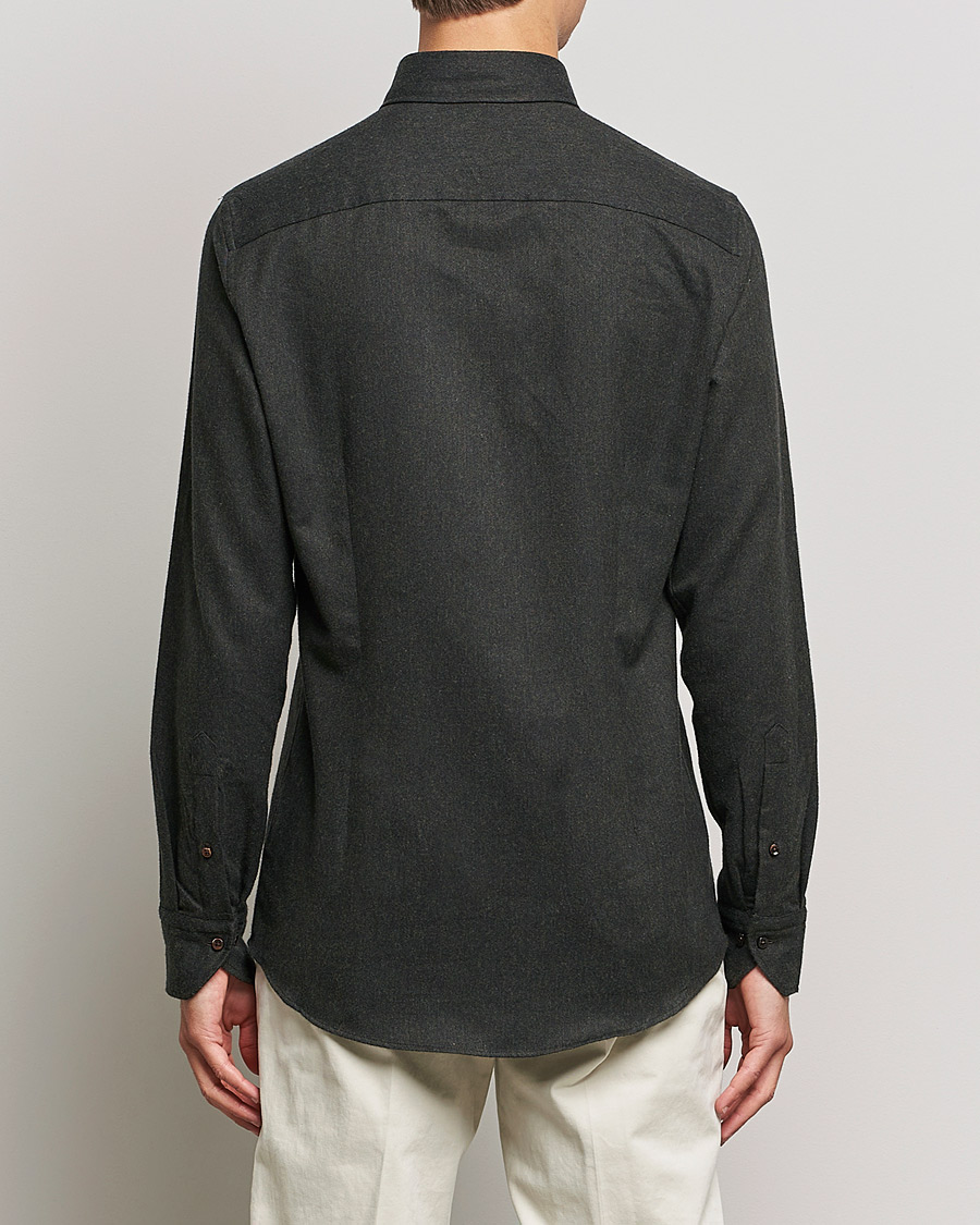 Herren | Hemden | Stenströms | Slimline Flannel Shirt Dark Green