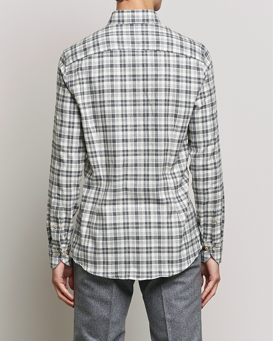 Herren | Hemden | Stenströms | Slimline Checked Flannel Shirt Grey/White