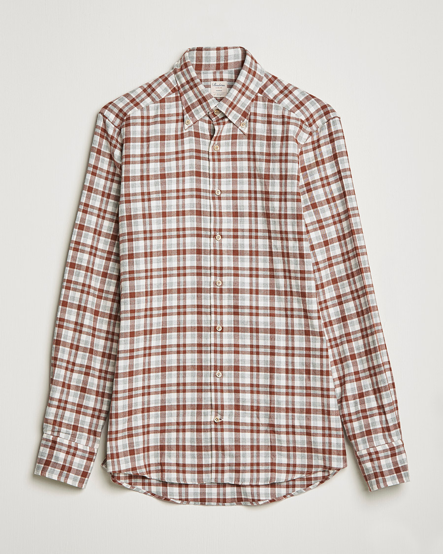 Herren | Hemden | Stenströms | Slimline Checked Flannel Shirt Red/White
