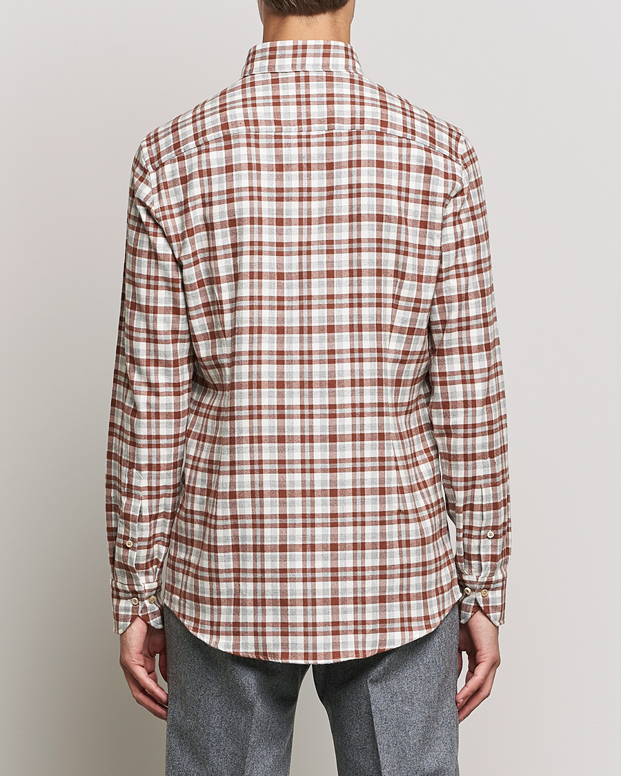 Herren | Hemden | Stenströms | Slimline Checked Flannel Shirt Red/White