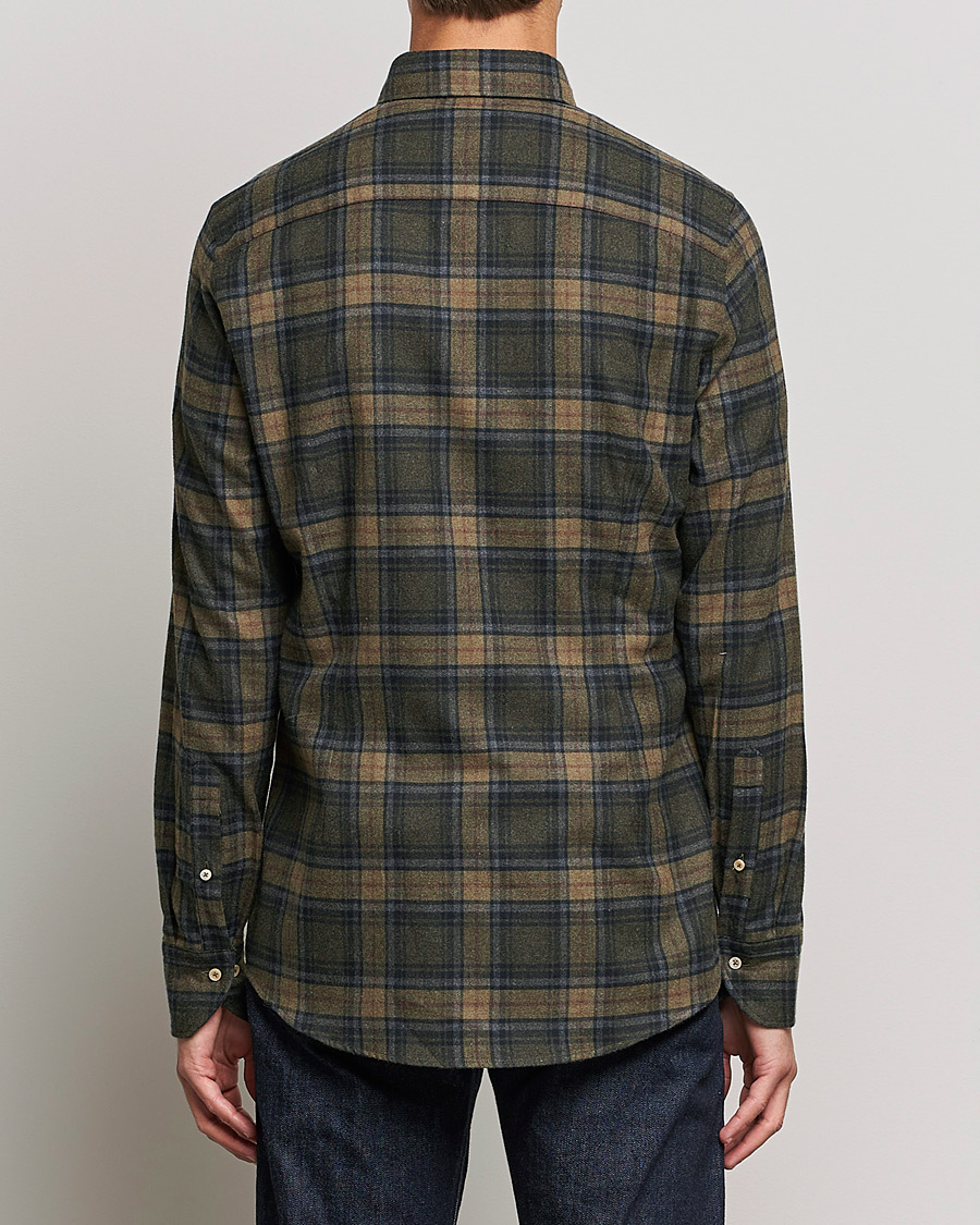 Herren | Hemden | Stenströms | Slimline Checked Flannel Shirt Dark Green