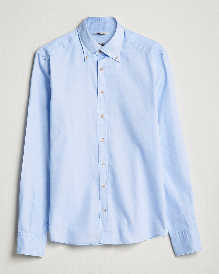 Herren | Hemden | Stenströms | Slimline Button Down Printed Oxford Shirt Light Blue