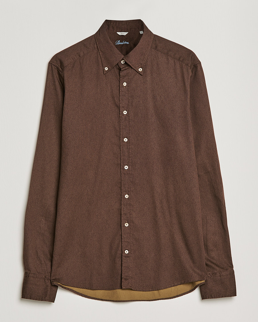 Herren | Hemden | Stenströms | Slimline Button Down Printed Oxford Shirt Brown