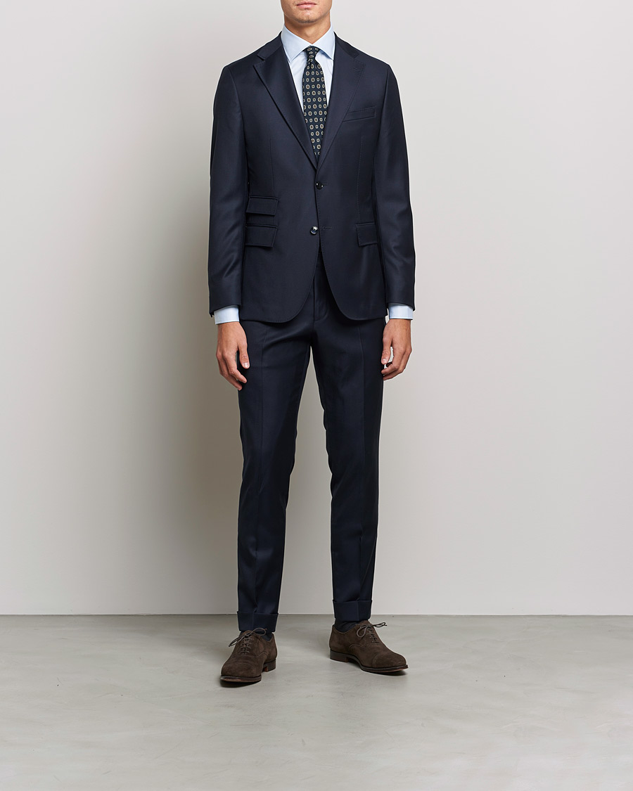 Herren | Hemden | Stenströms | Slimline Cut Away Contrast Shirt Blue