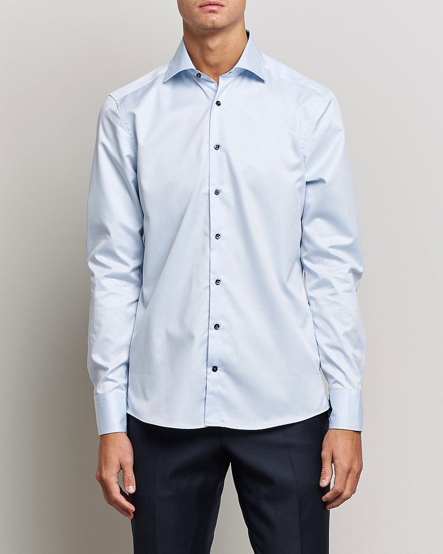 Herren | Hemden | Stenströms | Slimline Cut Away Contrast Shirt Blue