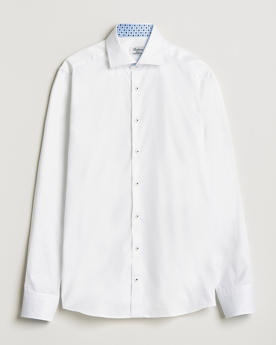 Herren | Hemden | Stenströms | Slimline Cut Away Contrast Shirt White