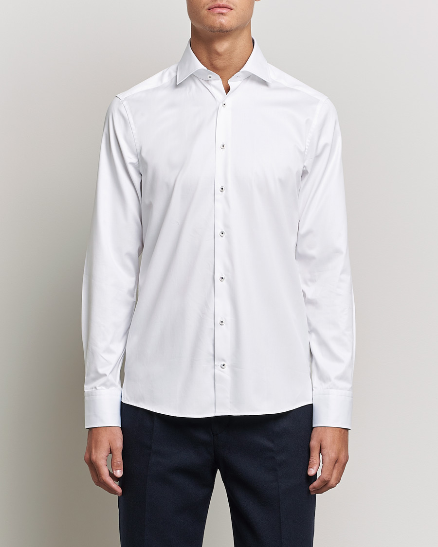 Herren | Hemden | Stenströms | Slimline Cut Away Contrast Shirt White