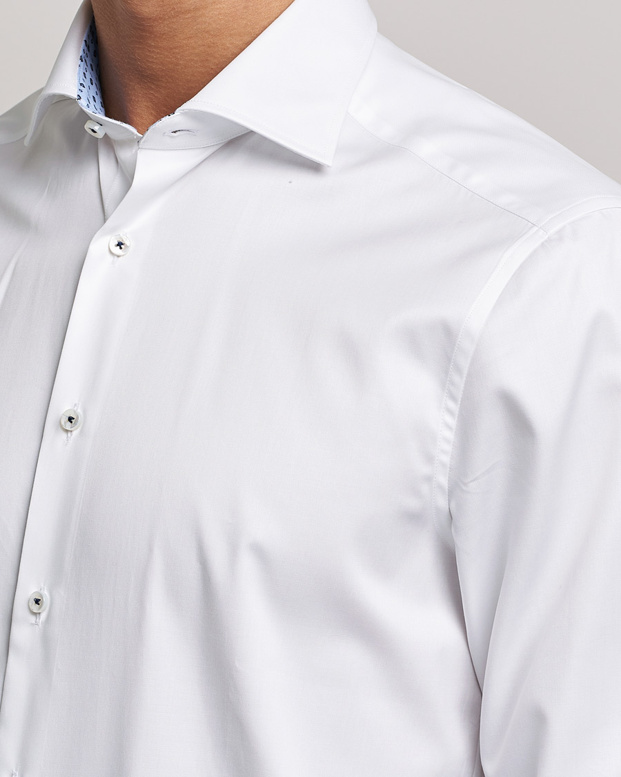 Herren | Hemden | Stenströms | Slimline Cut Away Contrast Shirt White