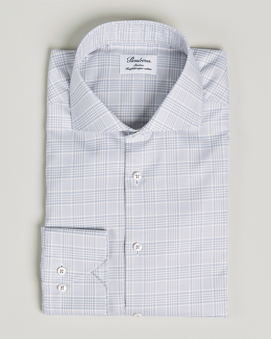 Herren | Hemden | Stenströms | Slimline Cut Away Checked Shirt Green