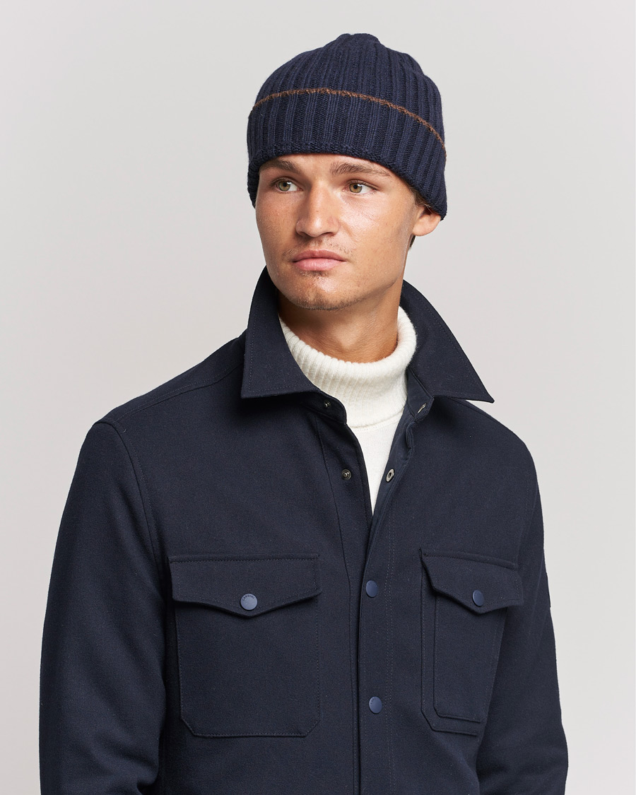 Herren | Stenströms Wool Cashmere Ribbed Beanie Navy | Stenströms | Wool Cashmere Ribbed Beanie Navy