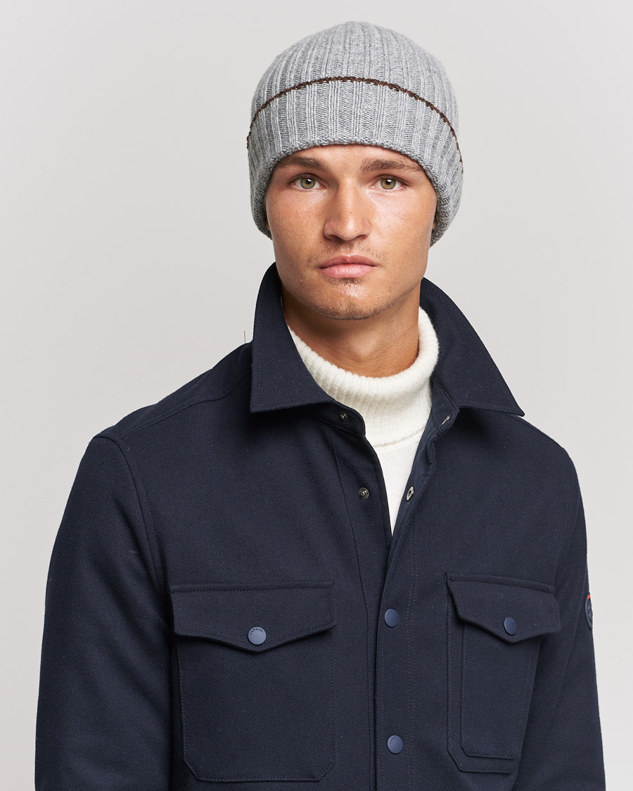 Herren | Stenströms Wool Cashmere Ribbed Beanie Grey | Stenströms | Wool Cashmere Ribbed Beanie Grey