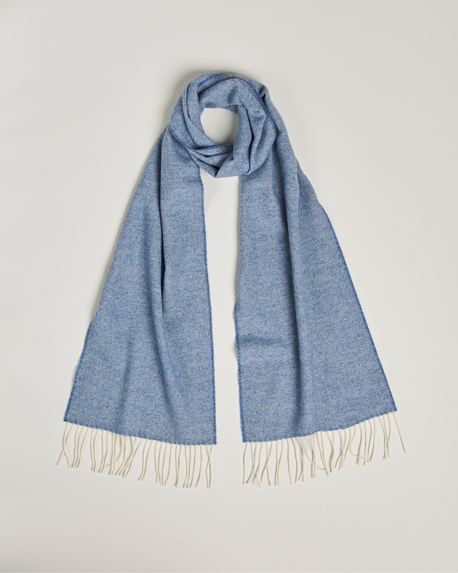 Herren | Stenströms Herringbone Wool Scarf Blue | Stenströms | Herringbone Wool Scarf Blue