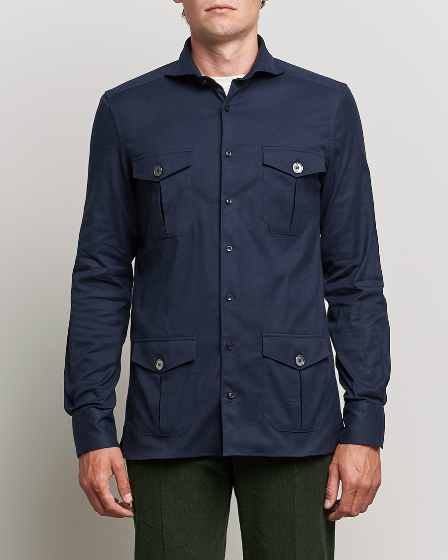Herren | Hemden | Stenströms | 1899 Slimline Stretch Twill Overshirt Navy