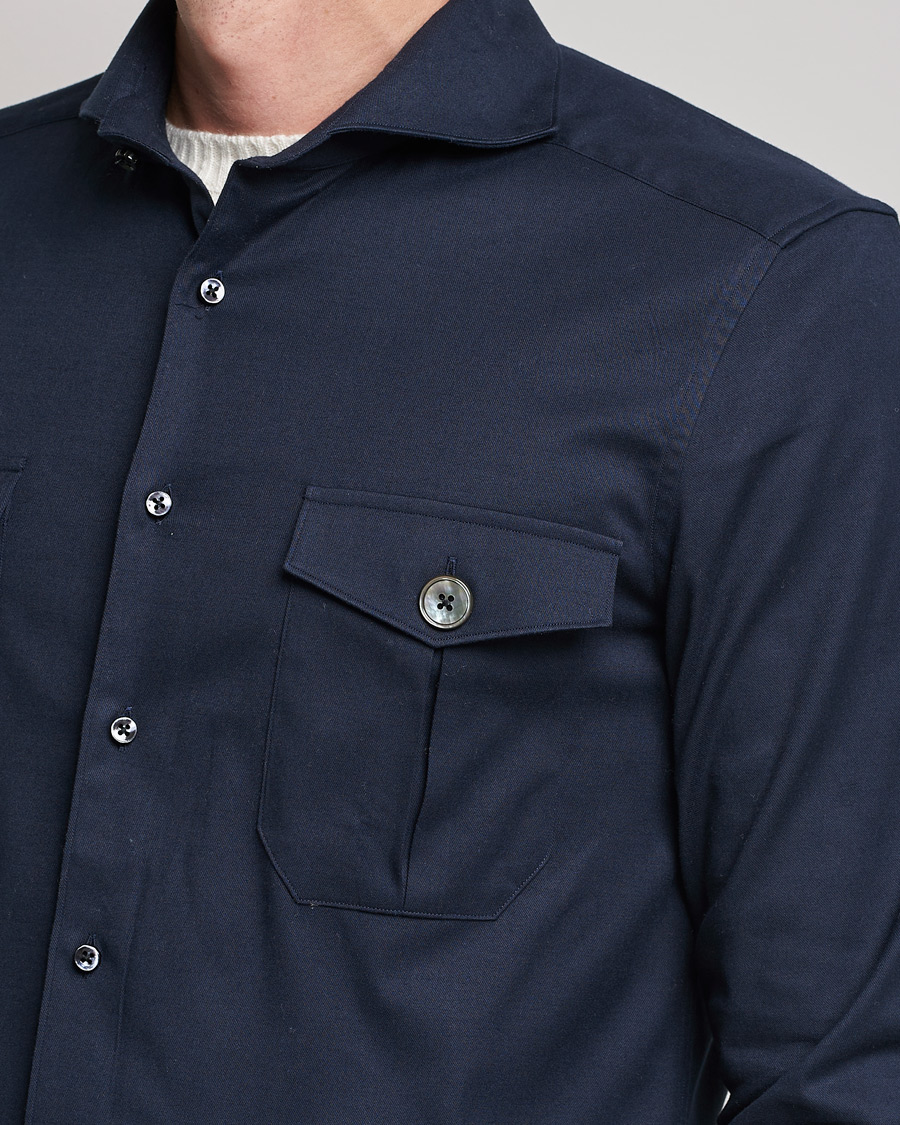 Herren | Hemden | Stenströms | 1899 Slimline Stretch Twill Overshirt Navy