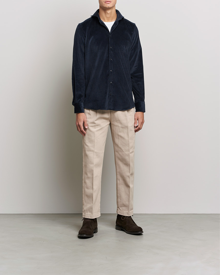 Herren | Hemden | Stenströms | 1899 Slimline Sea Island Corduroy Shirt Navy