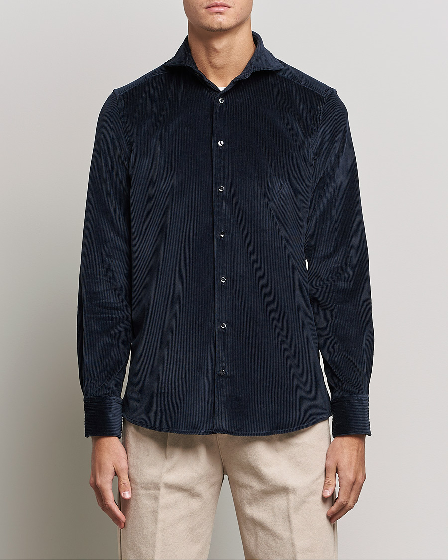 Herren | Hemden | Stenströms | 1899 Slimline Sea Island Corduroy Shirt Navy