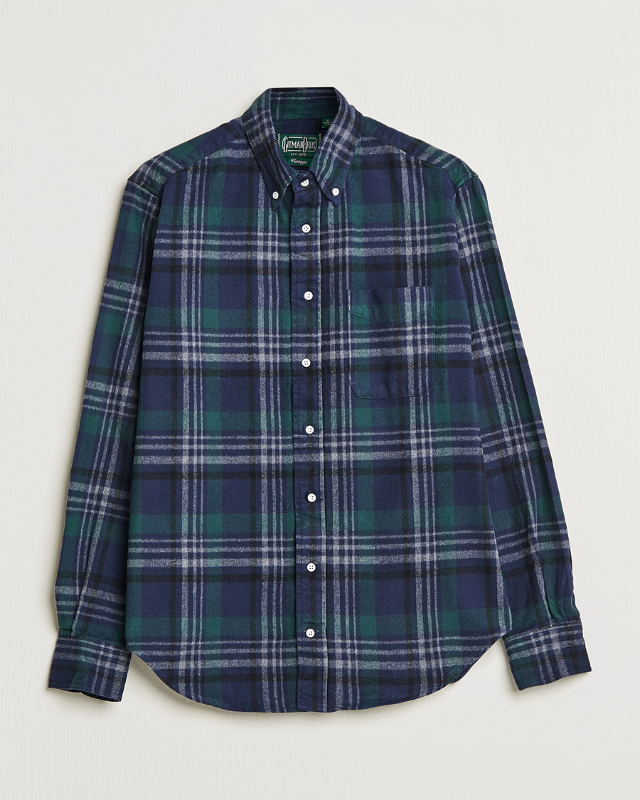 Herren | Hemden | Gitman Vintage | Button Down Shaggy Flannel Shirt Blackwatch Check