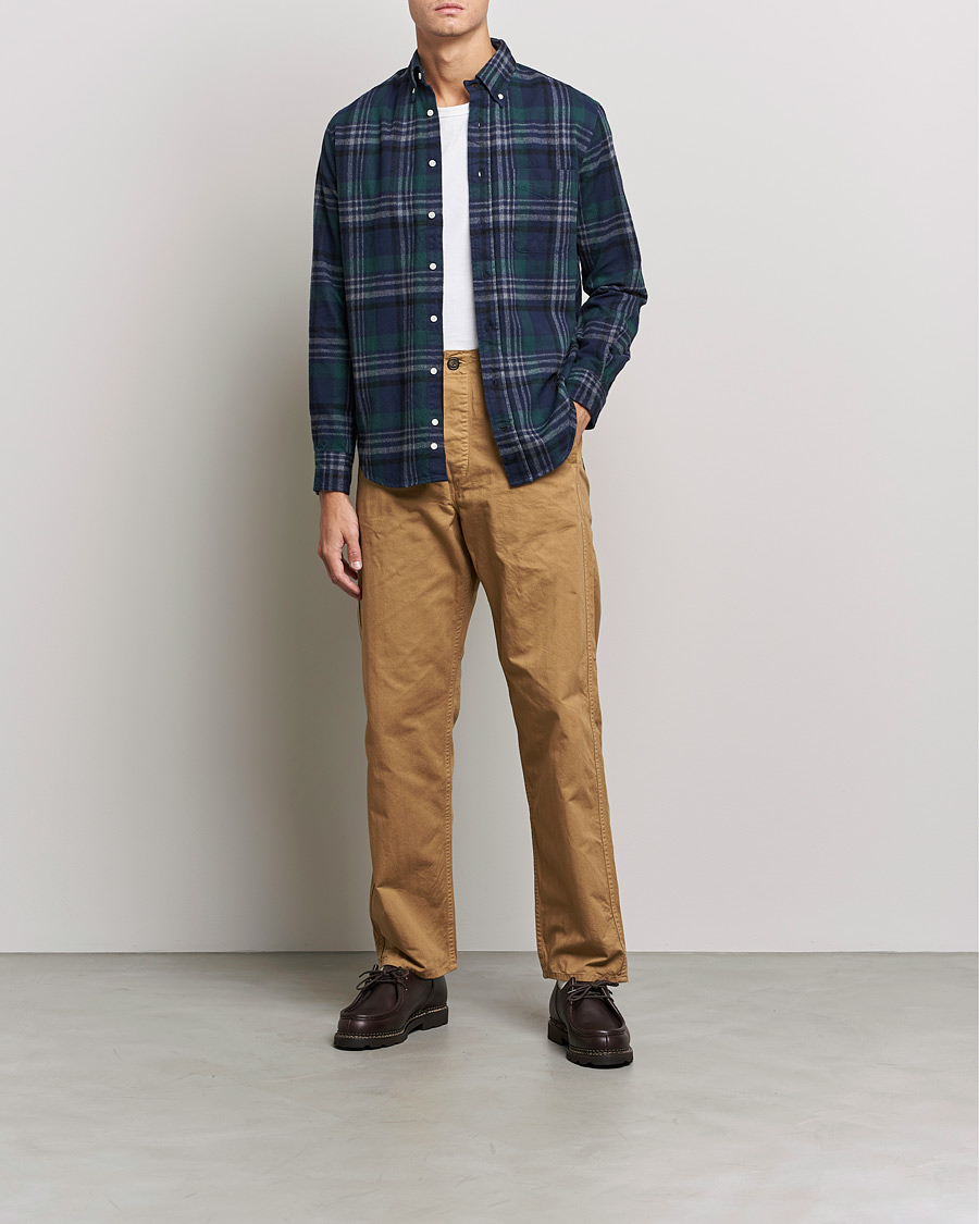 Herren | Hemden | Gitman Vintage | Button Down Shaggy Flannel Shirt Blackwatch Check