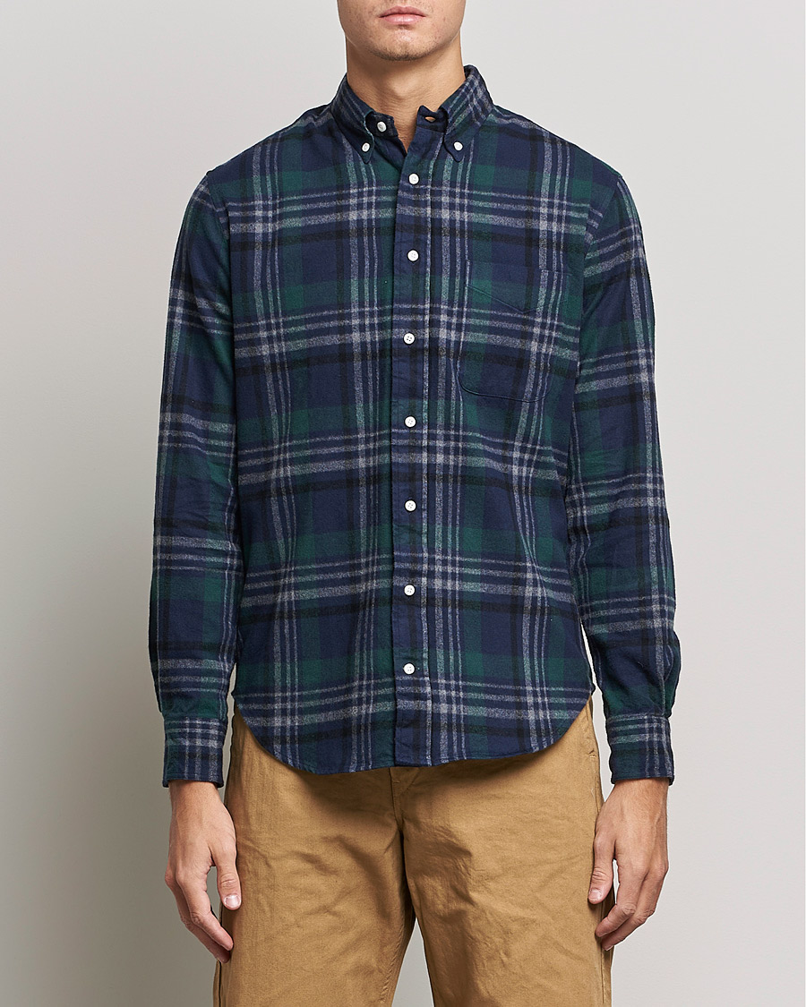 Herren | Hemden | Gitman Vintage | Button Down Shaggy Flannel Shirt Blackwatch Check