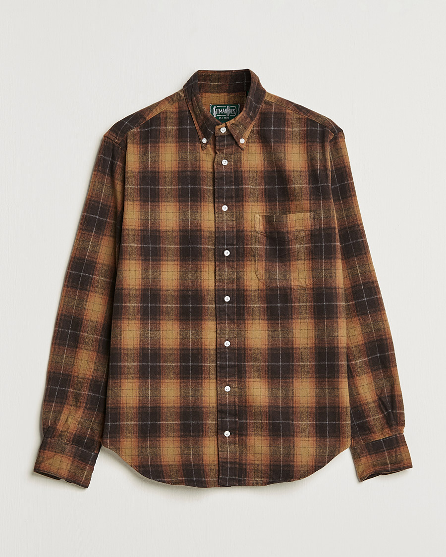 Herren | Hemden | Gitman Vintage | Button Down Shaggy Flannel Shirt Brown Check
