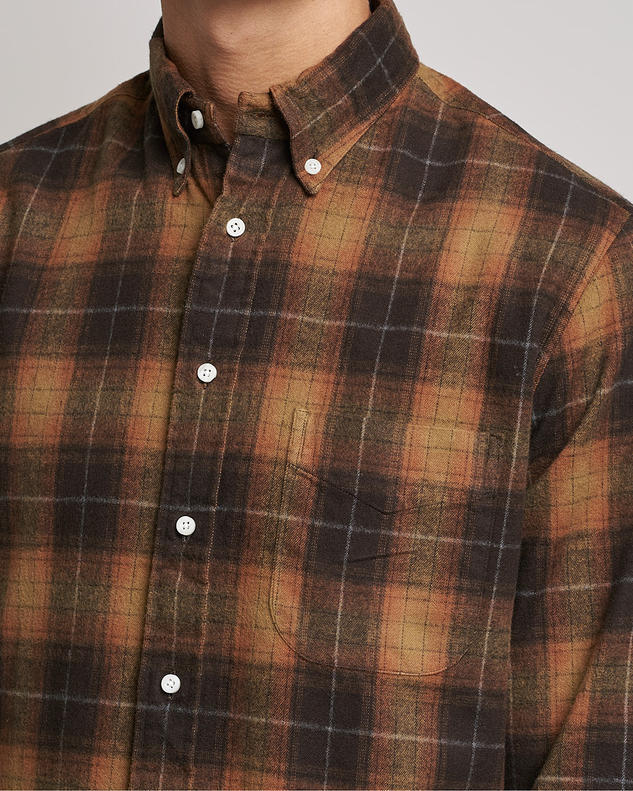 Herren | Hemden | Gitman Vintage | Button Down Shaggy Flannel Shirt Brown Check