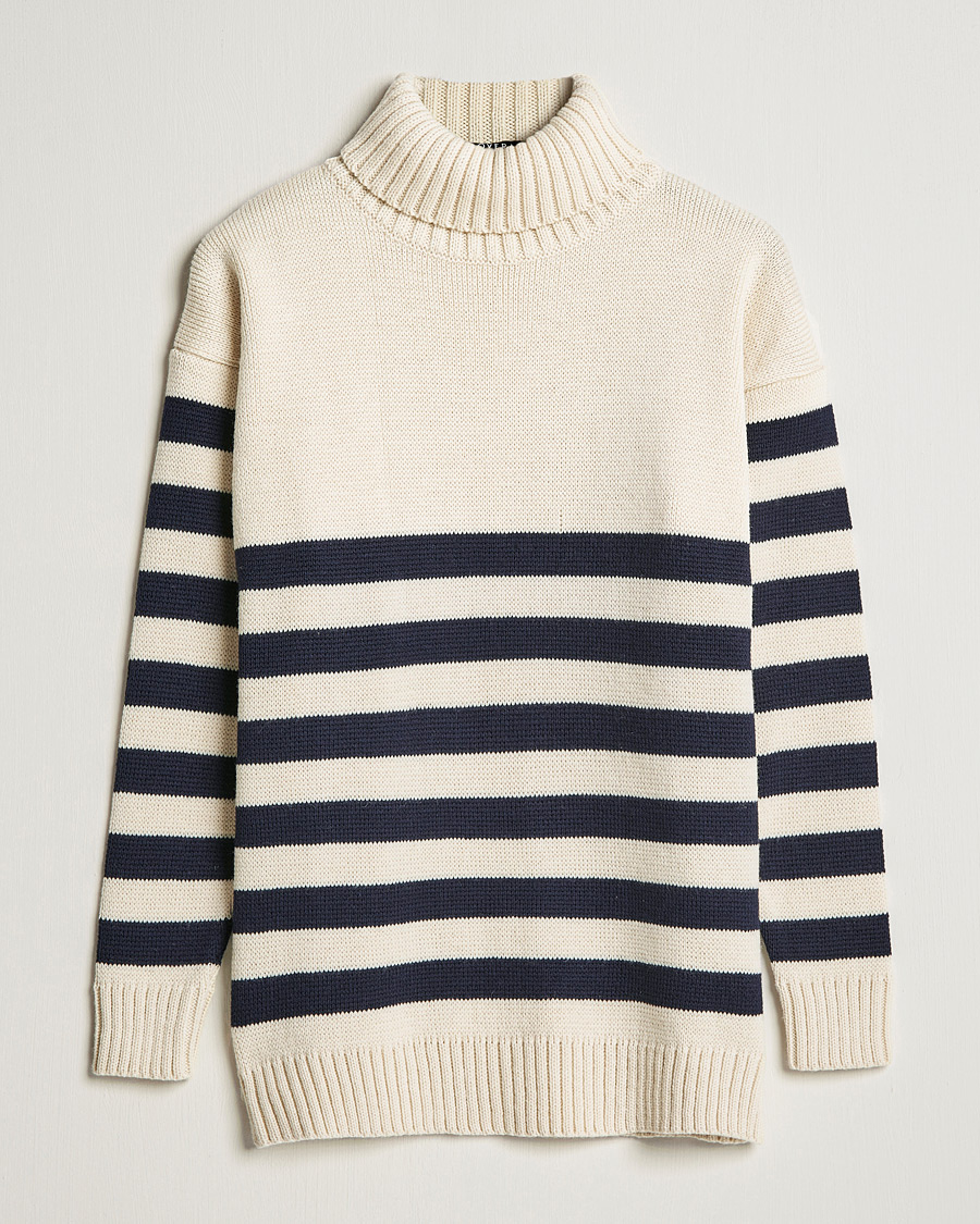 Herren | Pullover | Gloverall | Breton Submariner Wool Rollneck Ecru/Navy