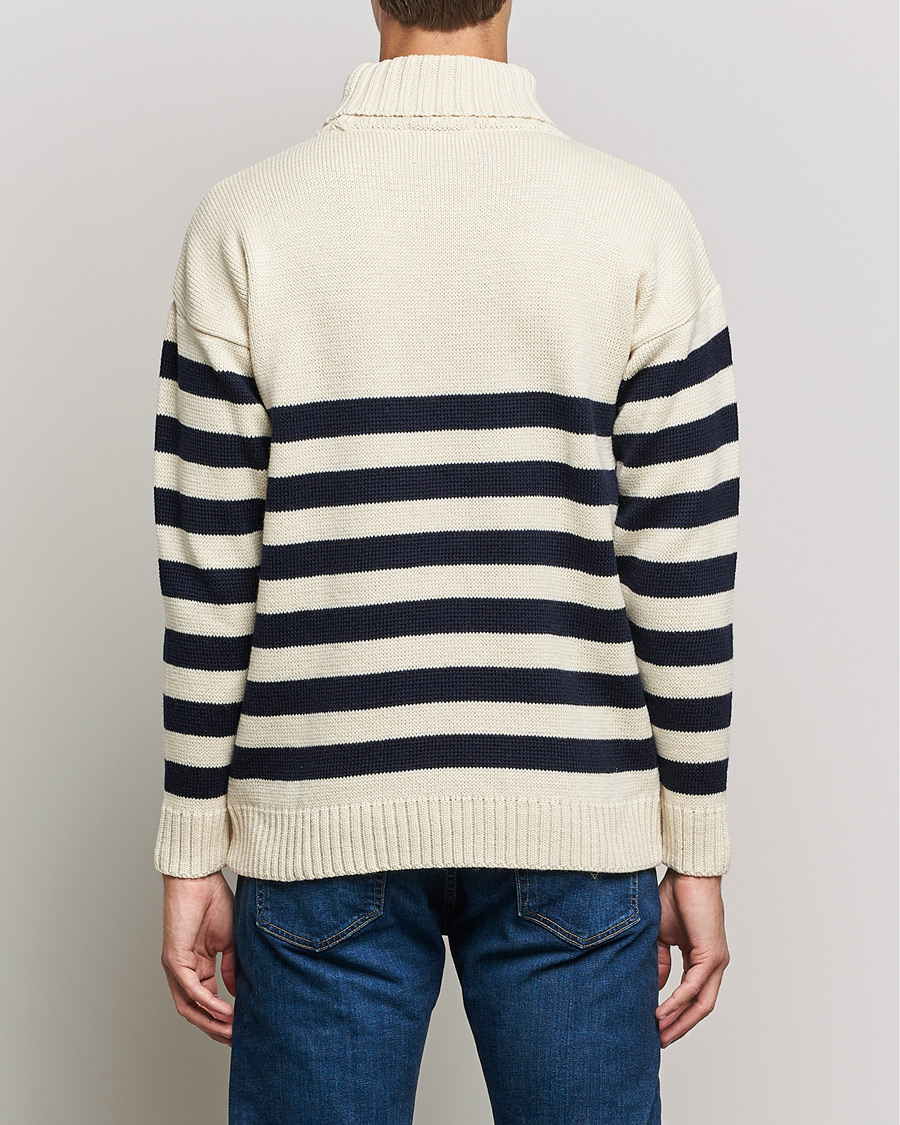 Herren | Pullover | Gloverall | Breton Submariner Wool Rollneck Ecru/Navy