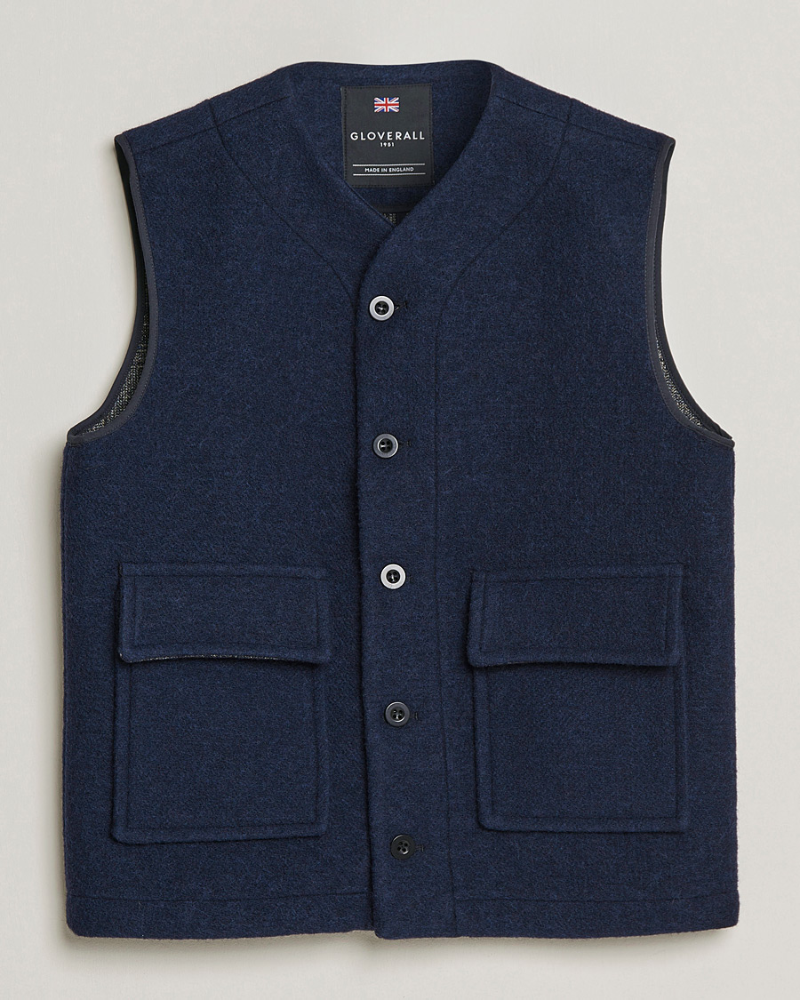 Herren | Jacken | Gloverall | Roger Double Face Gilet Navy/Brown
