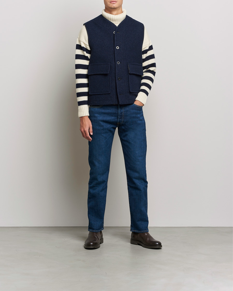 Herren | Jacken | Gloverall | Roger Double Face Gilet Navy/Brown