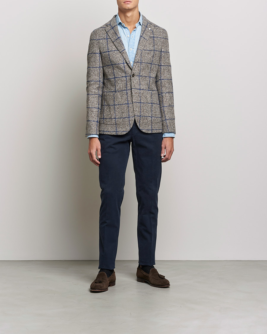 Herren | Sakkos | L.B.M. 1911 | Jack Checked Wool Blazer Grey/Blue