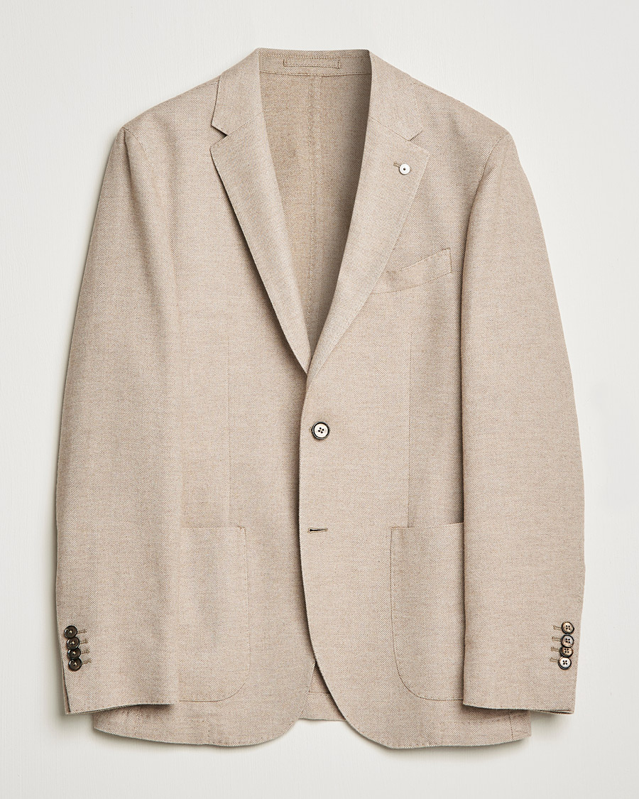 Herren | Sakkos | L.B.M. 1911 | Jack Herringbone Soft Cotton Blazer Beige