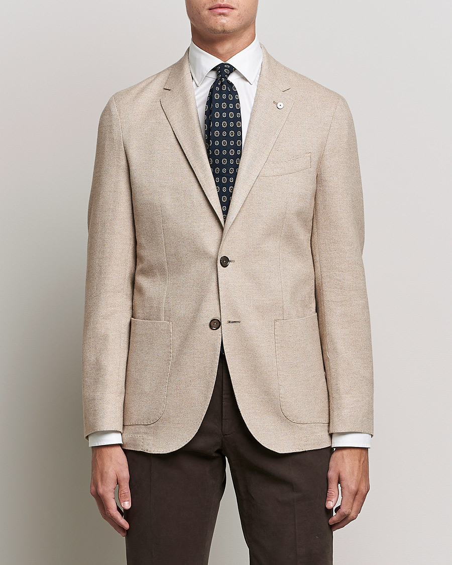 Herren | Sakkos | L.B.M. 1911 | Jack Herringbone Soft Cotton Blazer Beige