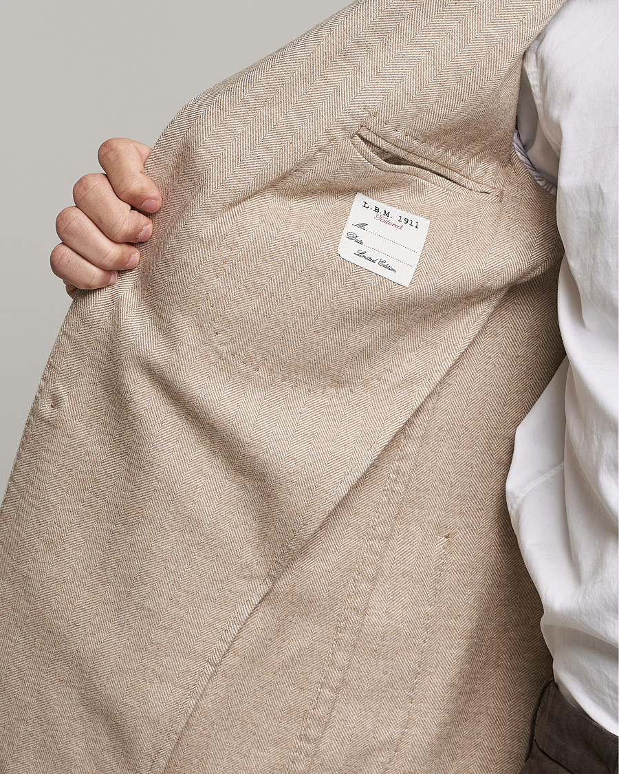 Herren | Sakkos | L.B.M. 1911 | Jack Herringbone Soft Cotton Blazer Beige