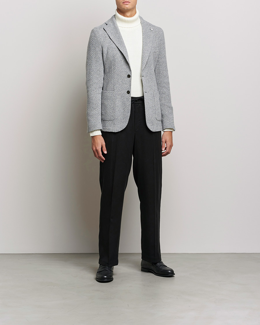 Herren | Sakkos | L.B.M. 1911 | Punto Knitted Wool Structure Blazer Grey