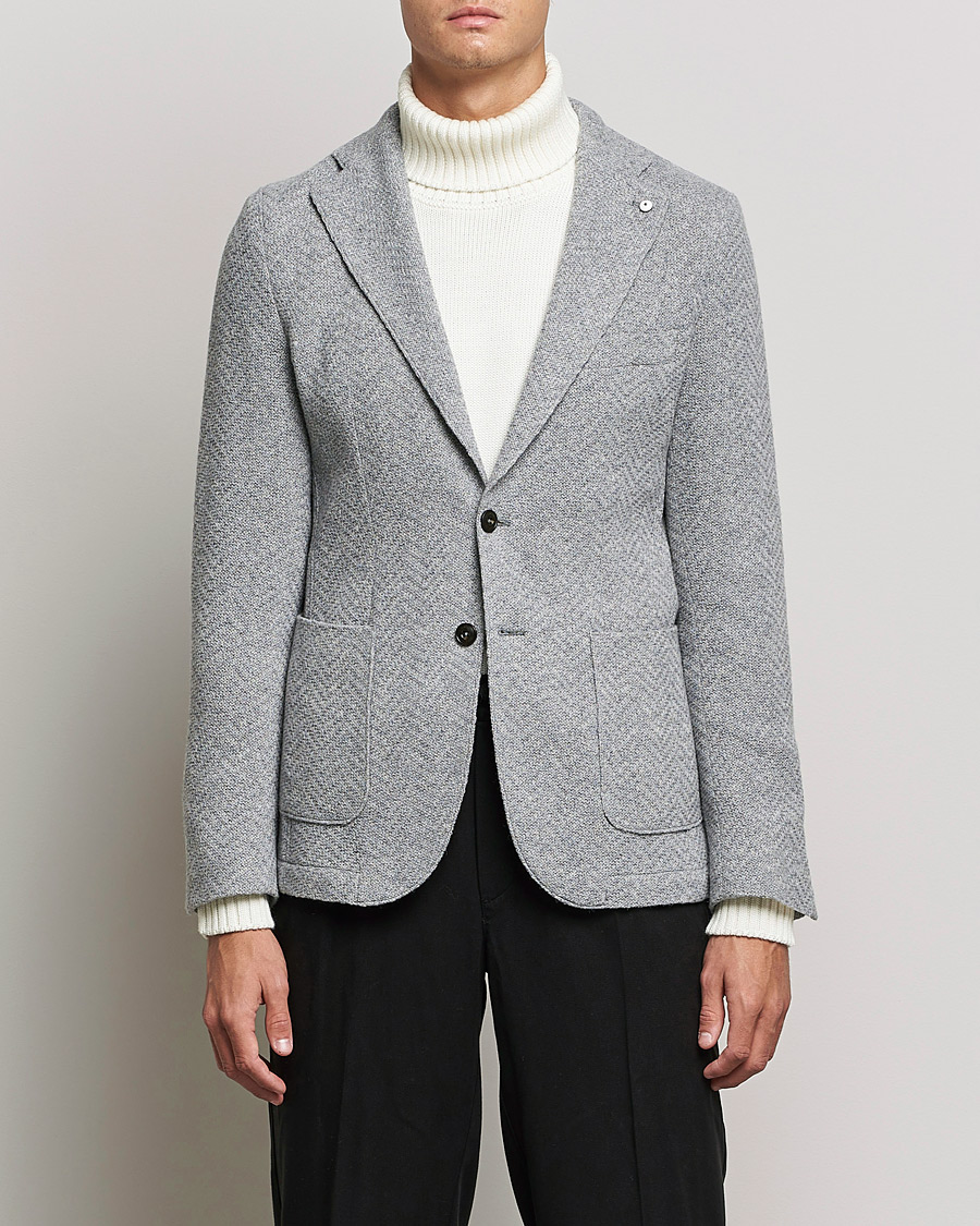 Herren | Sakkos | L.B.M. 1911 | Punto Knitted Wool Structure Blazer Grey