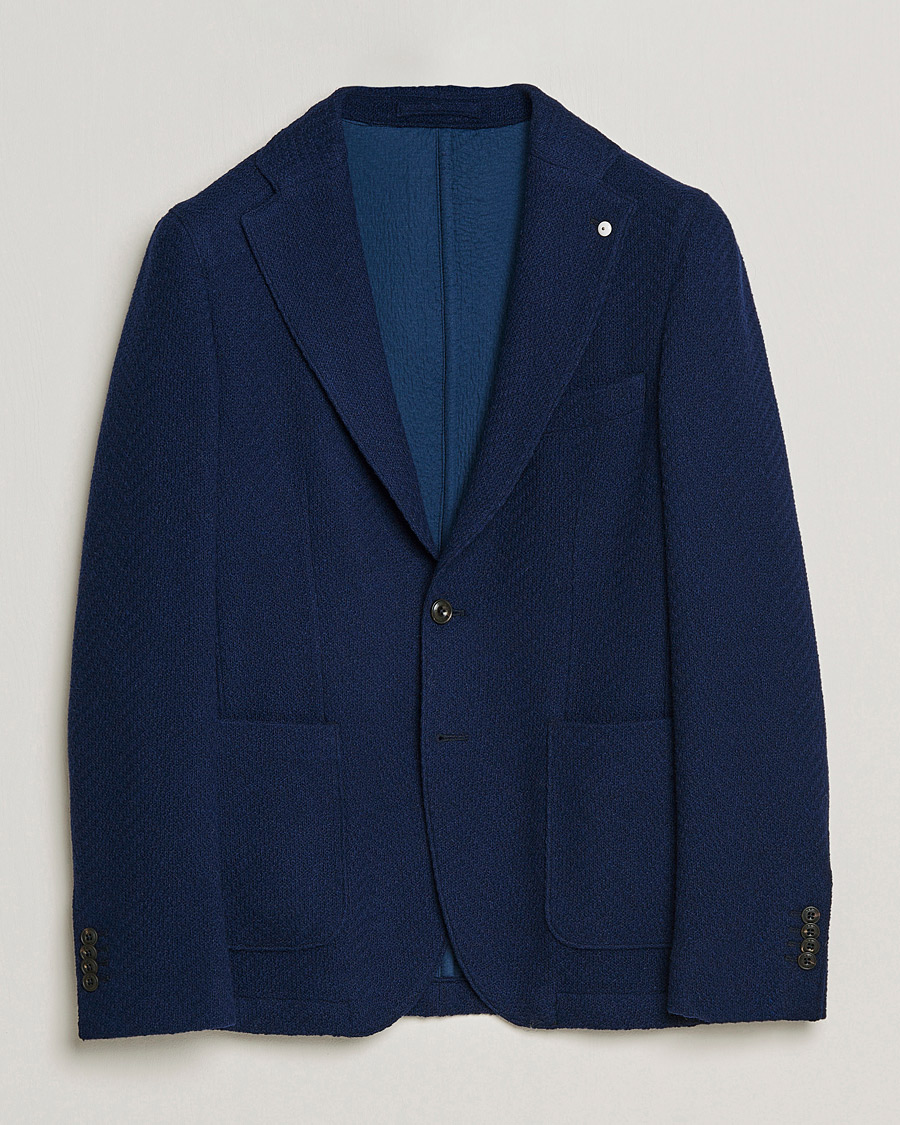 Herren | Sakkos | L.B.M. 1911 | Punto Knitted Wool Structure Blazer Navy