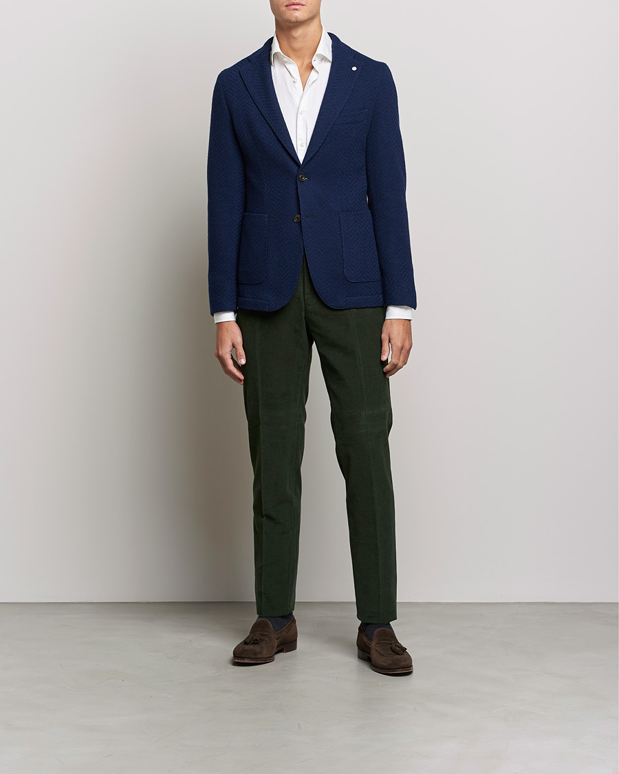 Herren | Sakkos | L.B.M. 1911 | Punto Knitted Wool Structure Blazer Navy