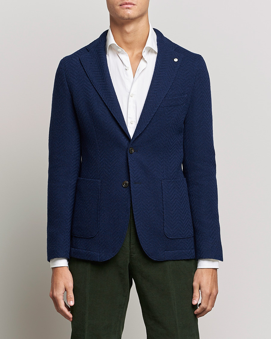 Herren | Sakkos | L.B.M. 1911 | Punto Knitted Wool Structure Blazer Navy